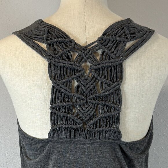 Maurices Gray Sleeveless Tank Top Racerback Crochet-look Lace Back Womens Size M - Picture 3 of 14